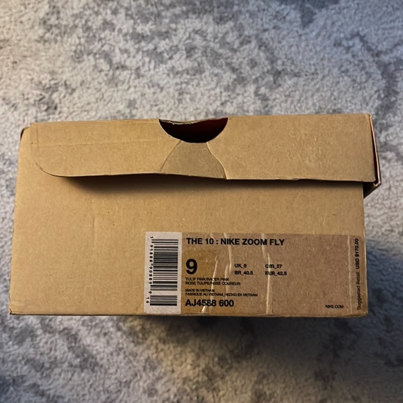 Size 9 - Nike Zoom Fly SP x OFF-WHITE Tulip Pink 2018 - Picture 6 of 7